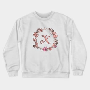 Letter X Rose Pink Initial Monogram - Letter x Crewneck Sweatshirt